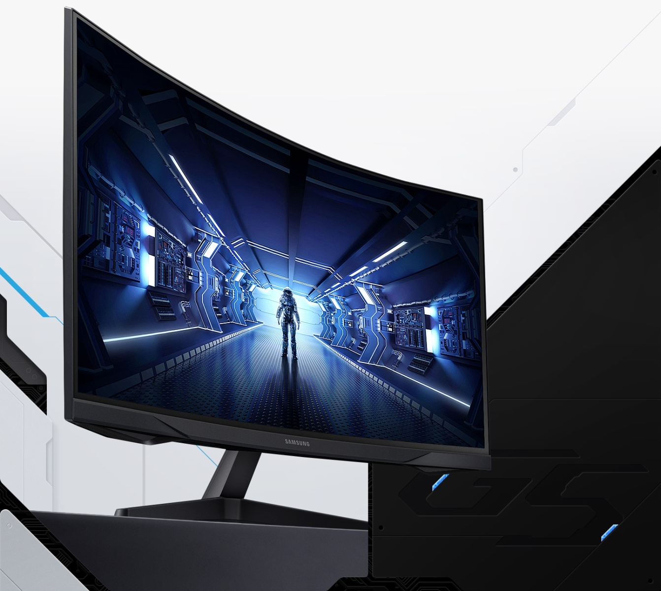 Монитор Samsung Odyssey G5 LC-32G55TQB (2020), 32" (81.28cm), VA панел, 144Hz, WQHD, 1ms, Mega Infinity DCR, 300cd/m2, HDMI, DisplayPort - 1