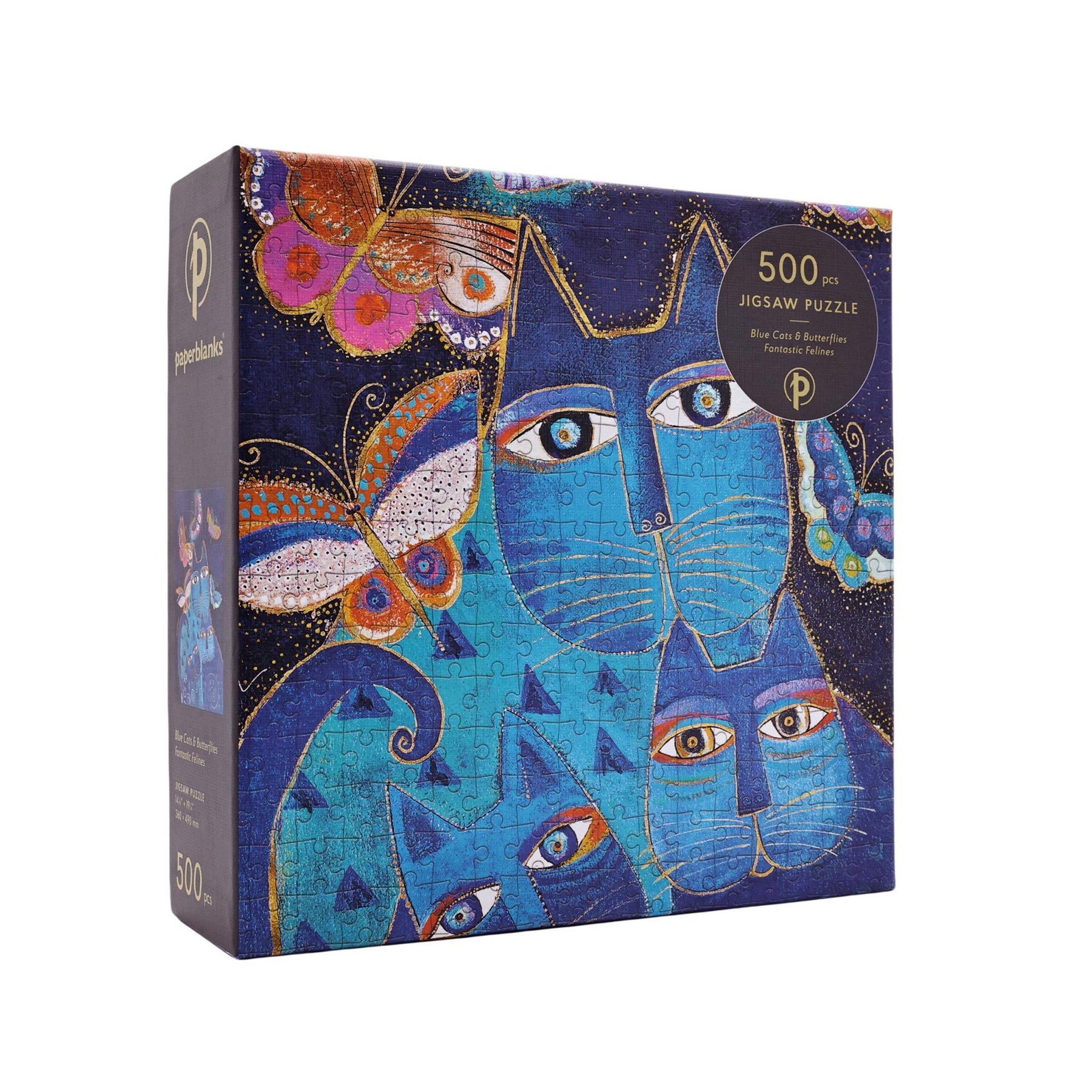 Paperblanks Пъзел Blue Cats and Butterflies, 500 части